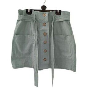 Hesperus Skirt Womens Light Green Cotton With Button Front Pockets Size L Casual